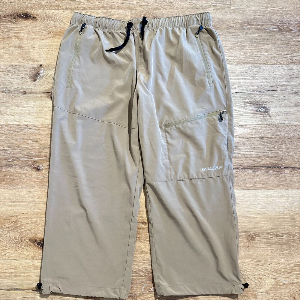 BALEAF Cargo Pants Men Size XL Beige Elastic Waist Flat Front Logo Drawstring